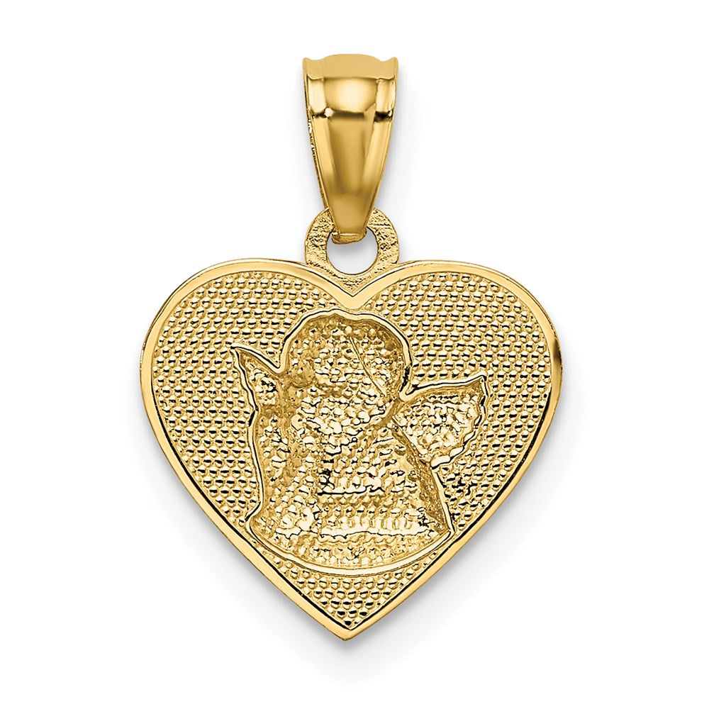 14K Yellow & Rhodium W/Rhodium Polished Guardian Angel In Heart Pendant