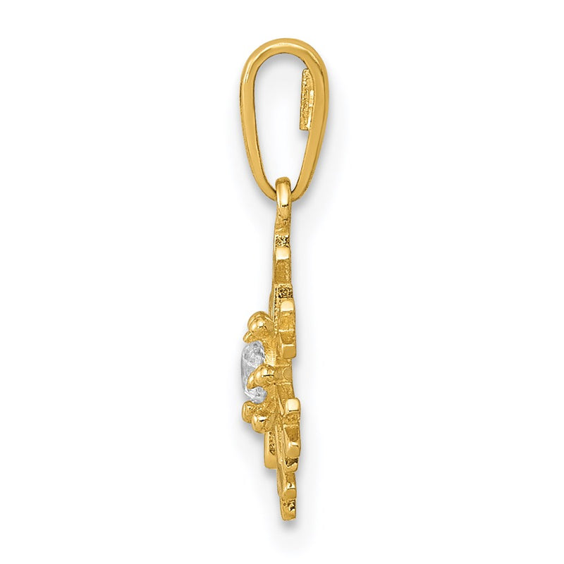 14K Yellow Gold Polished Cz Snowflake Charm