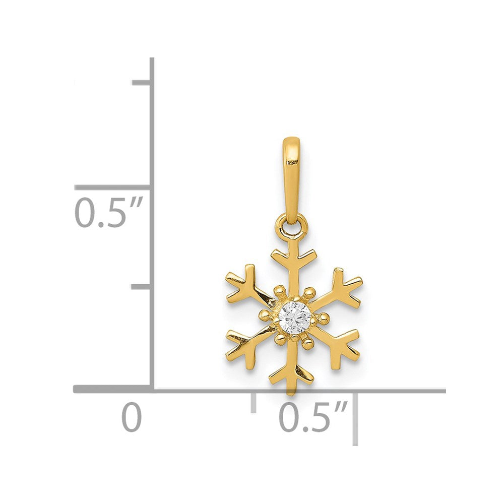 14K Yellow Gold Polished Cz Snowflake Charm