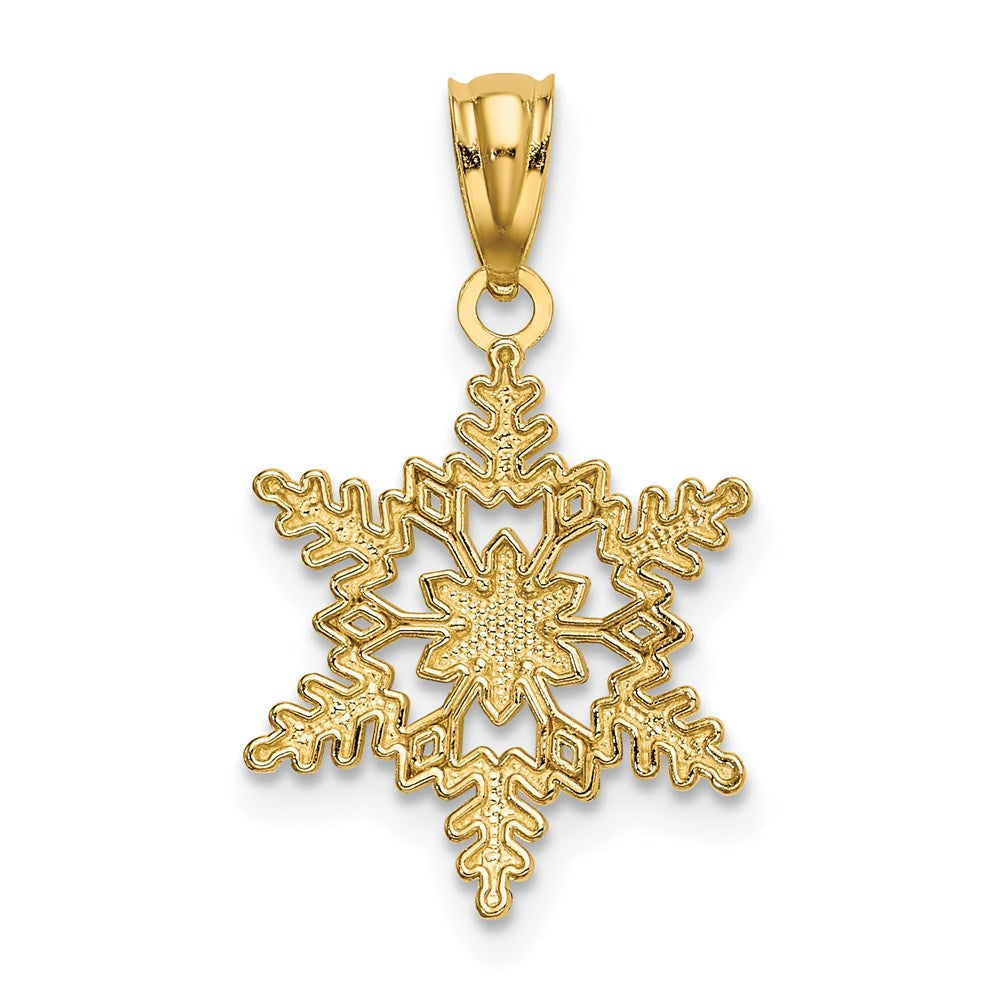 14K Yellow Gold Diamond-Cut Polished Snowflake Pendant