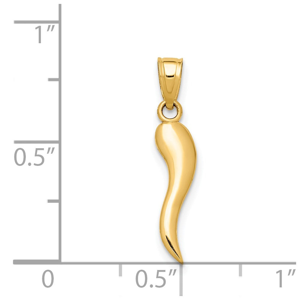 14K Yellow Gold Italian Horn Pendant