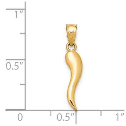 14K Yellow Gold Italian Horn Pendant