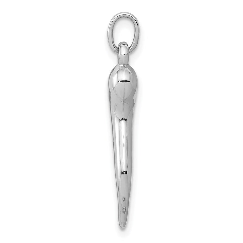 14K White Gold 3D Italian Horn Charm