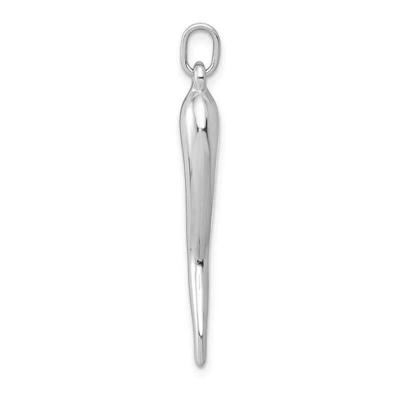 14K White Gold 3D Italian Horn Charm