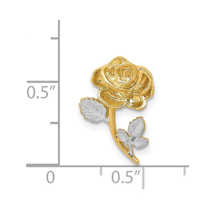 14K Yellow & Rhodium W/White Polished Rose Chain Slide