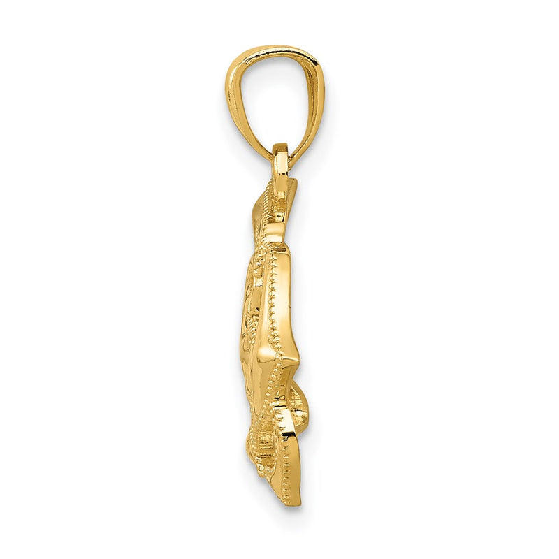 14K Yellow Gold Polished Open Rose Pendant