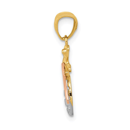 14K Two-Tone W/White Rhodium Polished Bee Pendant