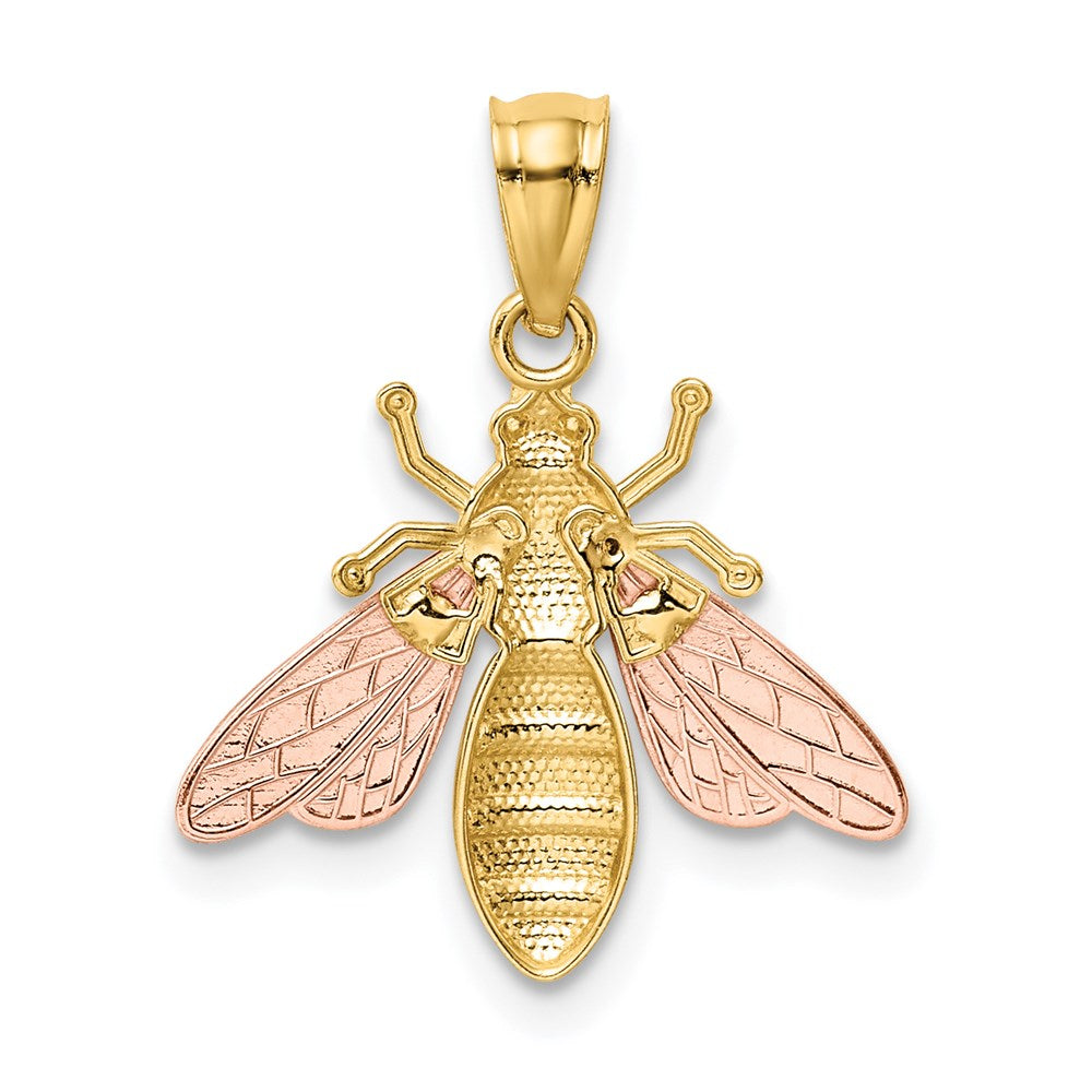 14K Two-Tone W/White Rhodium Polished Bee Pendant