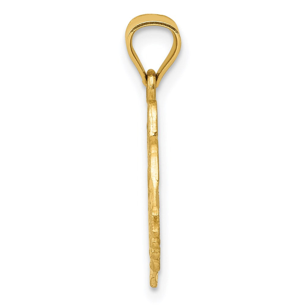 14K Yellow Gold Polished Diamond-Cut Love Birds With Heart Pendant