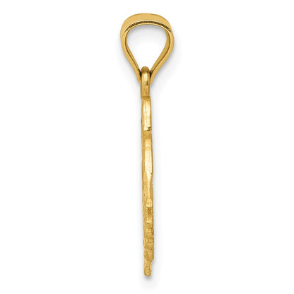 14K Yellow Gold Polished Diamond-Cut Love Birds With Heart Pendant
