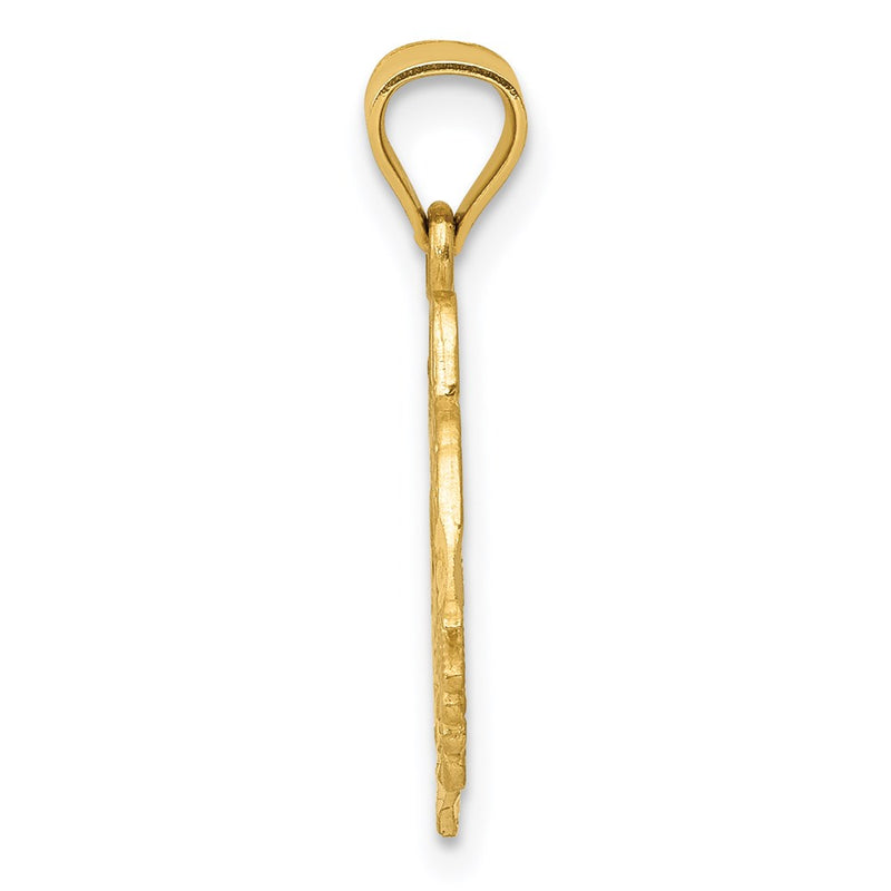 14K Yellow Gold Polished Diamond-Cut Love Birds With Heart Pendant