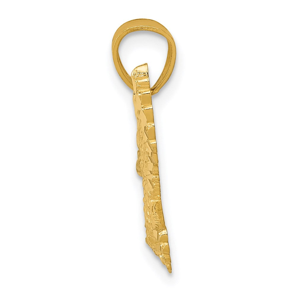14K Yellow Gold Diamond-Cut Eagle Pendant