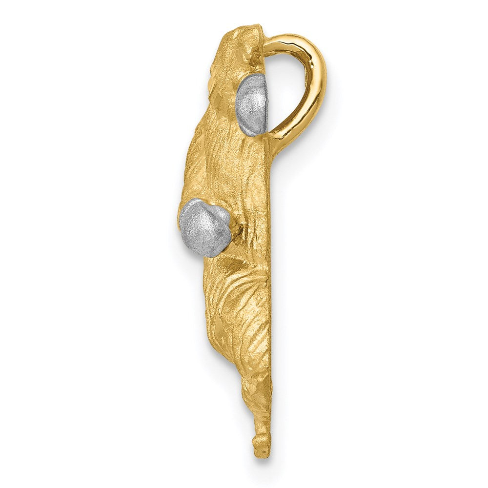 14K Yellow & Rhodium W/White Satin D/C Boxing Bear Chain Slide