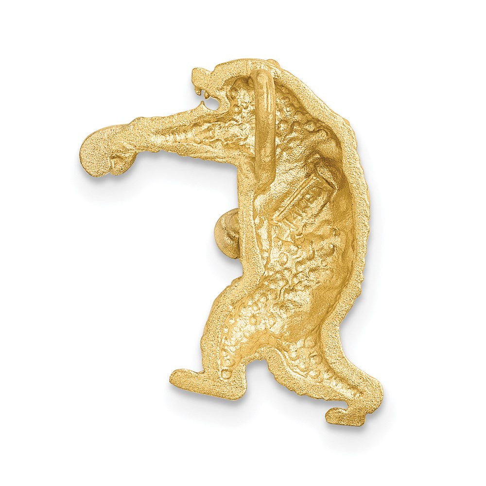 14K Yellow & Rhodium W/White Satin D/C Boxing Bear Chain Slide