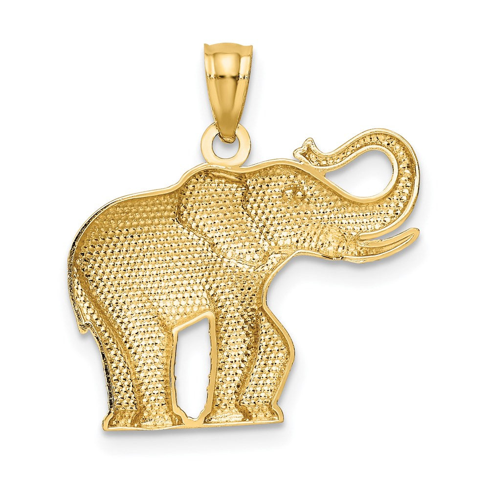 14K Yellow Gold Polished / Satin Elephant Pendant