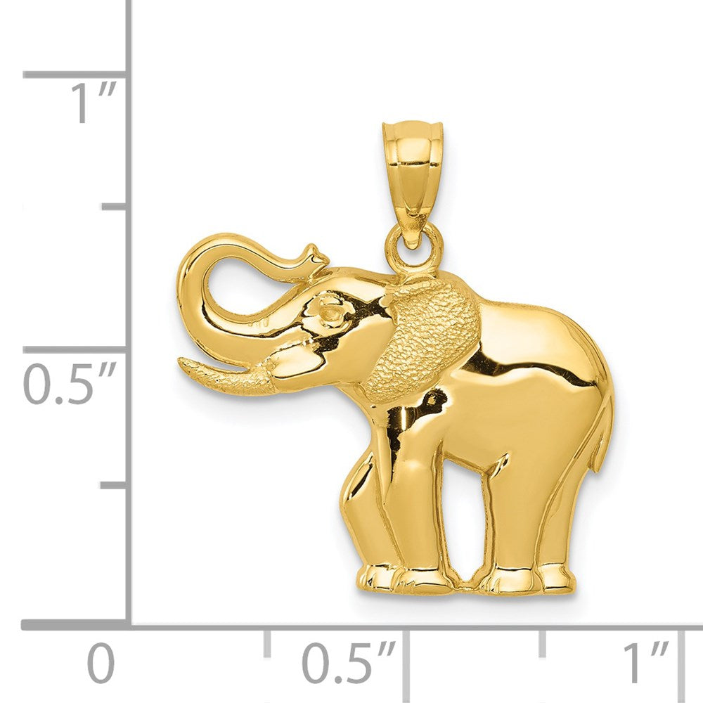 14K Yellow Gold Polished / Satin Elephant Pendant