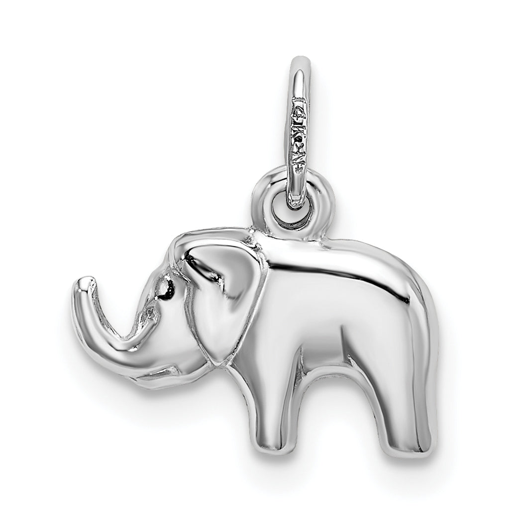 14K White Gold Elephant Charm