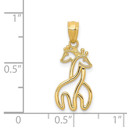 14K Yellow Gold Polished Interlocking Giraffes Pendant