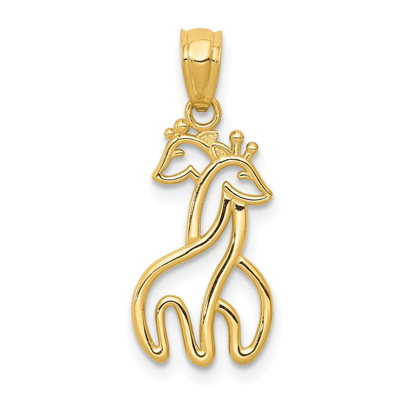 14K Yellow Gold Polished Interlocking Giraffes Pendant
