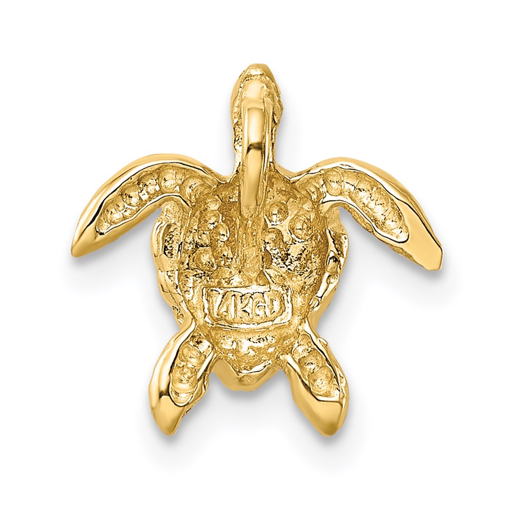 14K Yellow Gold Polished Small Sea Turtle Chain Slide