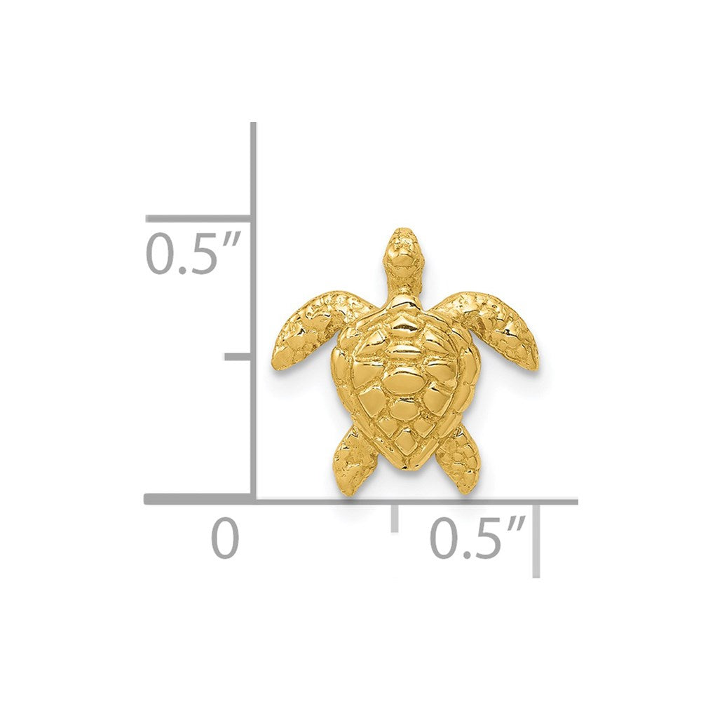 14K Yellow Gold Polished Small Sea Turtle Chain Slide