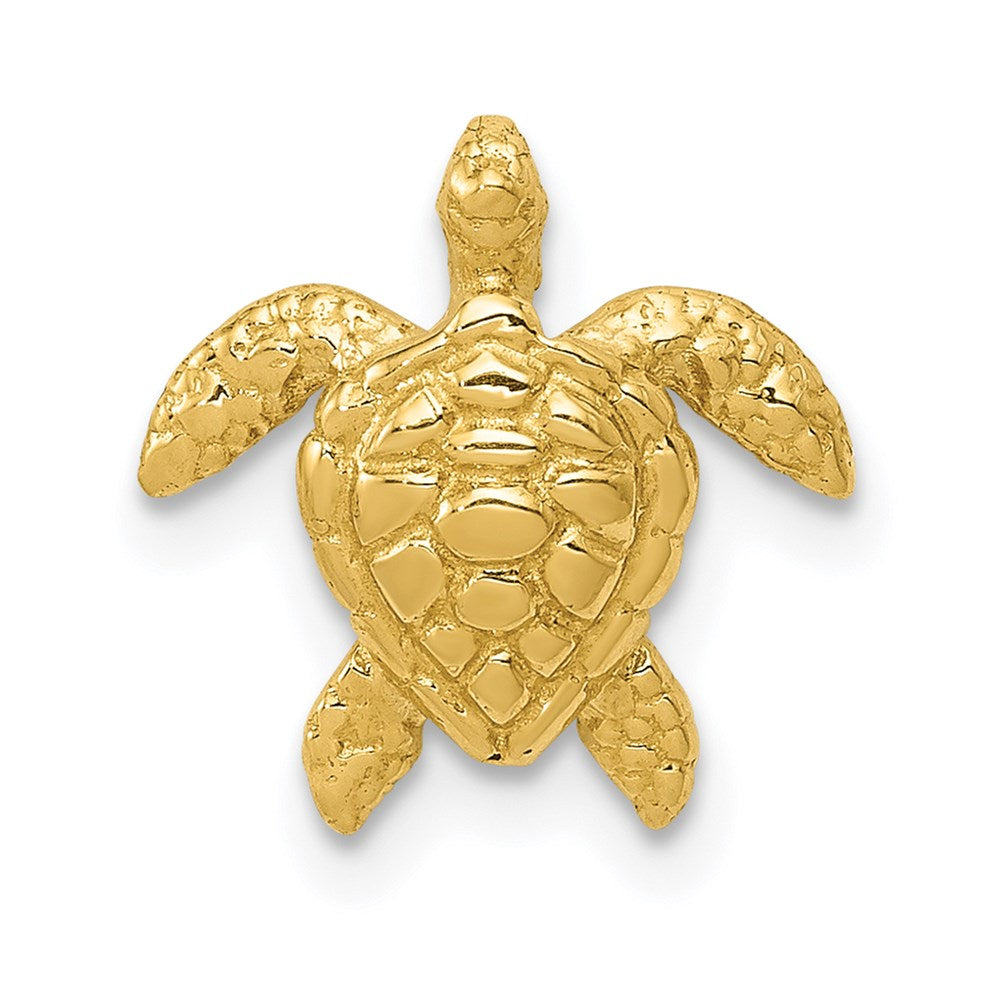 14K Yellow Gold Polished Small Sea Turtle Chain Slide