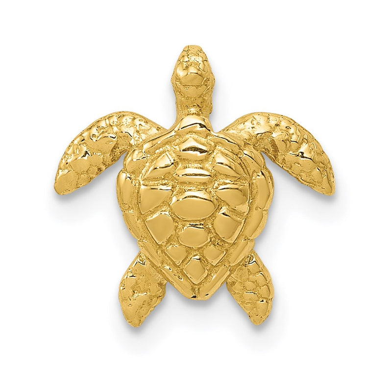 14K Yellow Gold Polished Small Sea Turtle Chain Slide