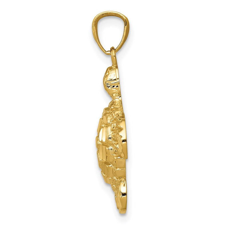14K Yellow Gold Diamond-Cut Polished Sea Turtle Pendant