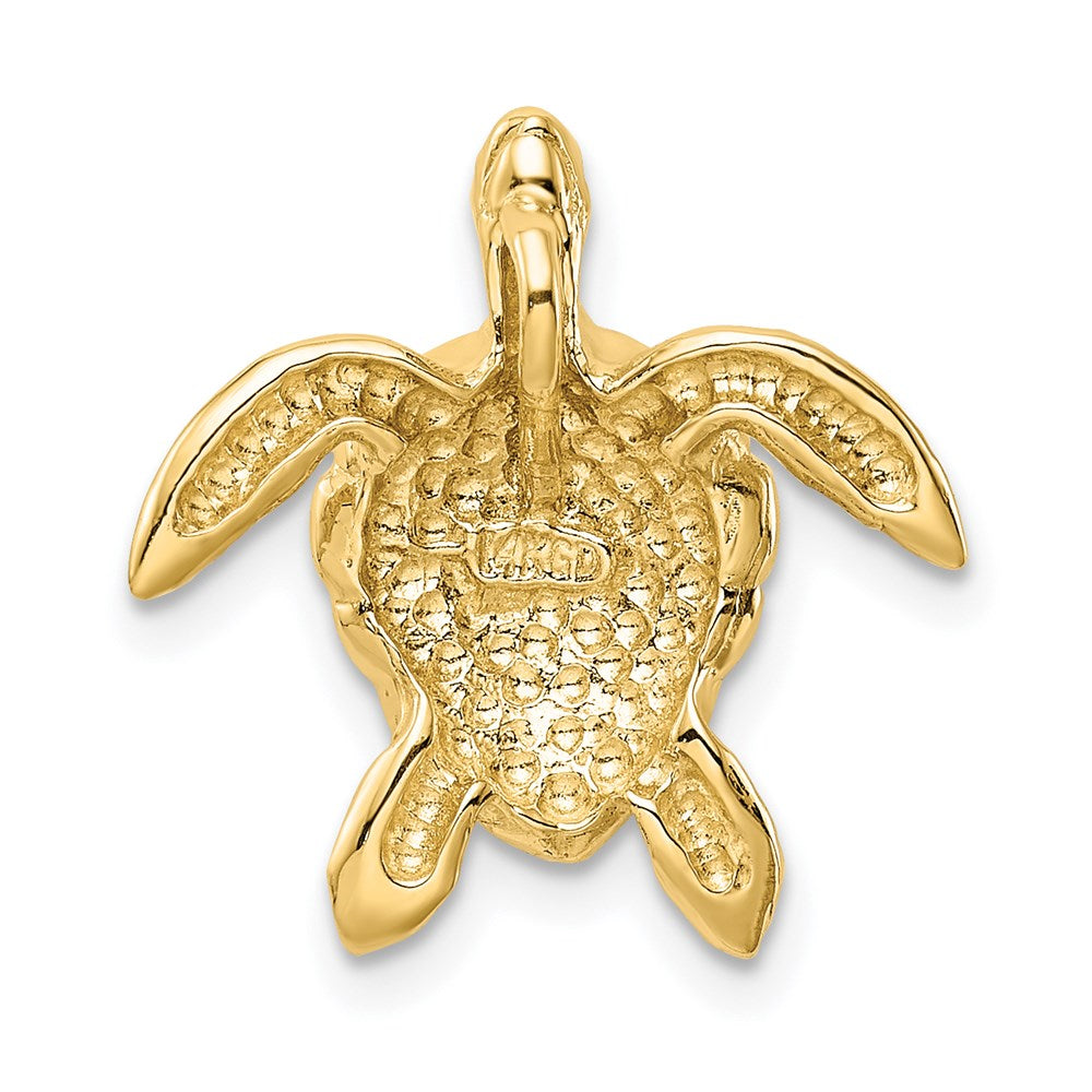14K Yellow Gold Polished Large Sea Turtle Chain Slide
