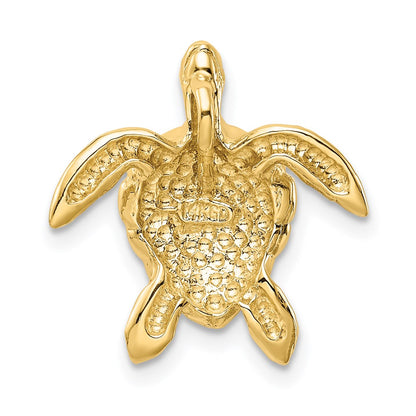 14K Yellow Gold Polished Large Sea Turtle Chain Slide