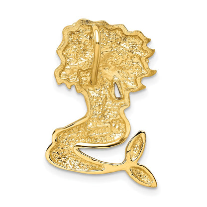 14K Yellow & Rhodium W/White Satin D/C Mermaid Chain Slide