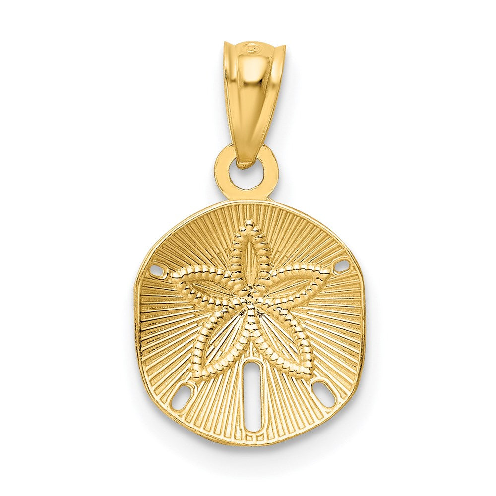 14K Yellow Gold Satin Diamond-Cut Sand Dollar Pendant