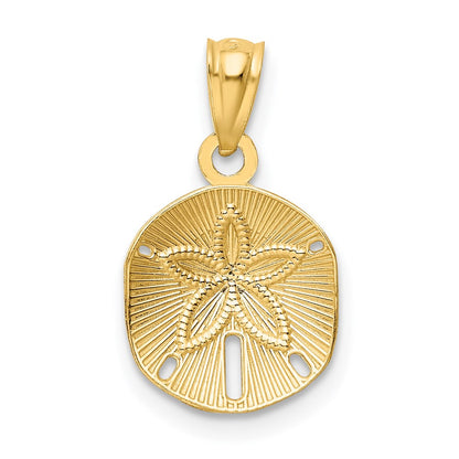 14K Yellow Gold Satin Diamond-Cut Sand Dollar Pendant