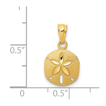 14K Yellow Gold Satin Diamond-Cut Sand Dollar Pendant