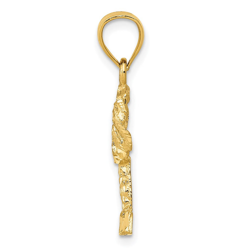 14K Yellow Gold Polished Diamond-Cut Palm Tree Pendant