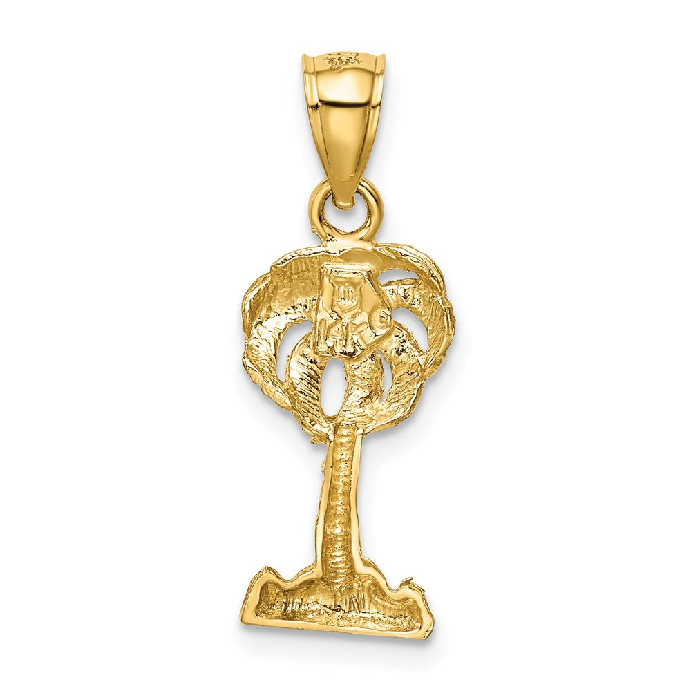 14K Yellow Gold Polished Diamond-Cut Palm Tree Pendant