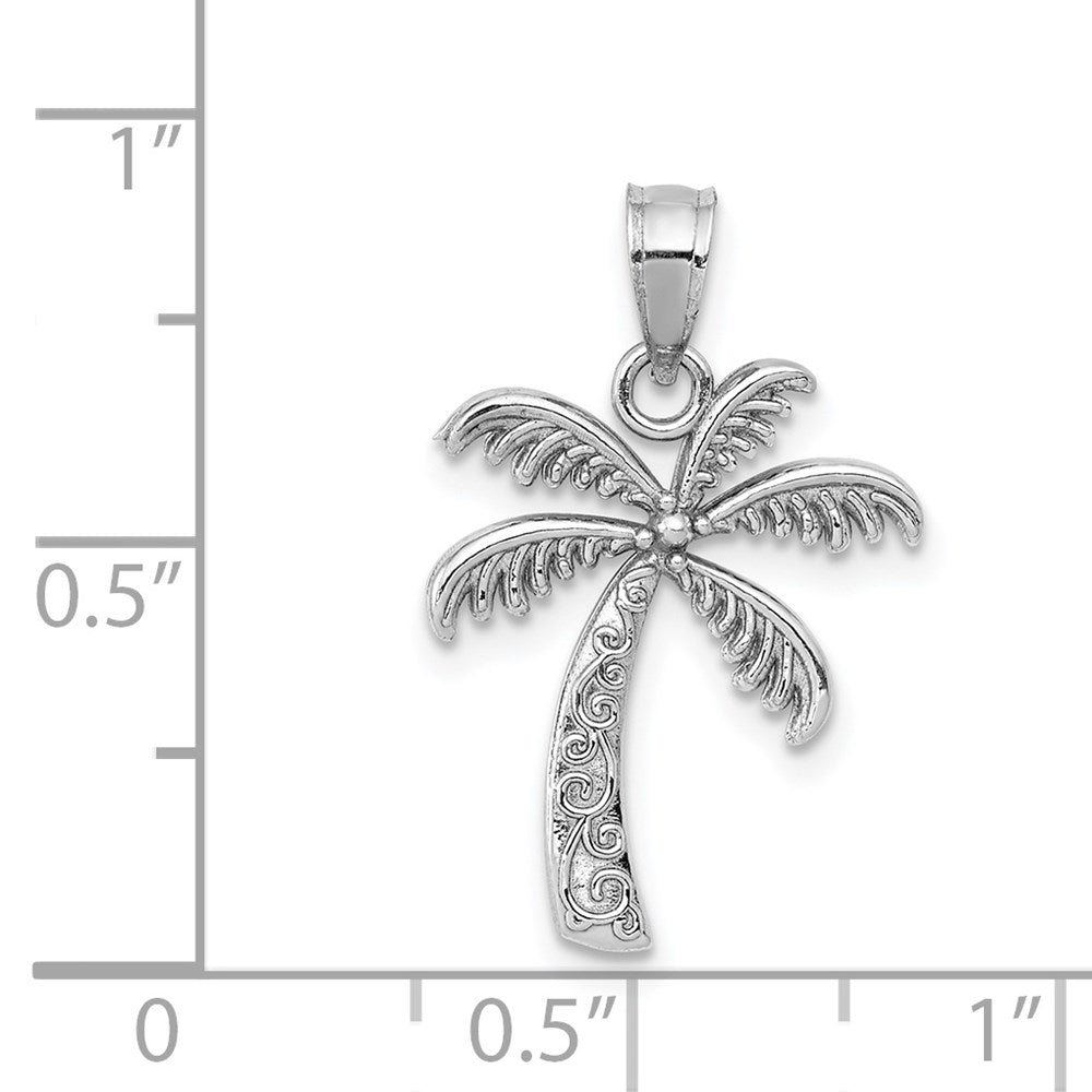 14K White Gold Polished Palm Tree Pendant