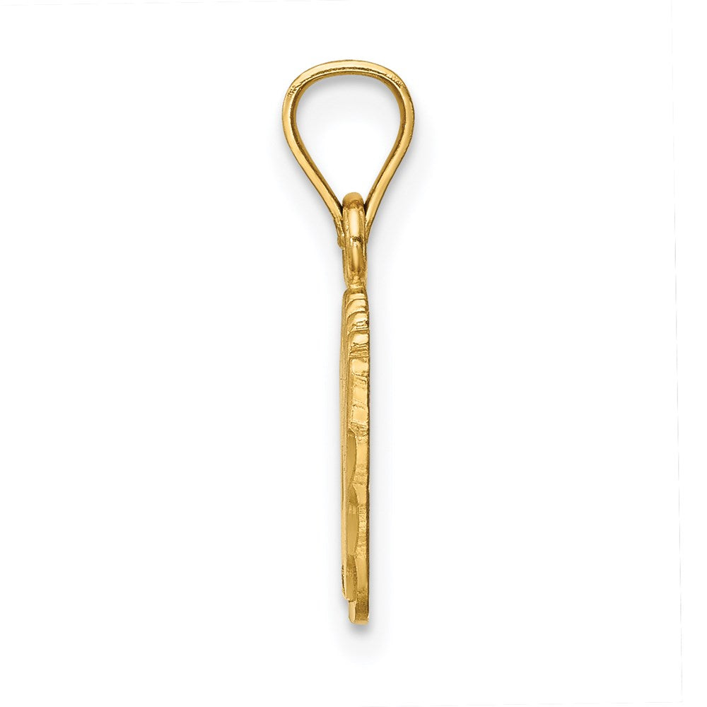 14K Yellow Gold Satin Diamond-Cut Footprints Pendant