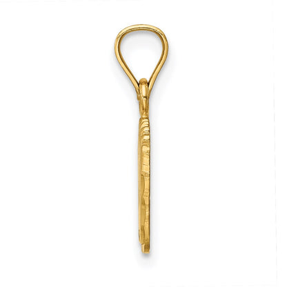 14K Yellow Gold Satin Diamond-Cut Footprints Pendant