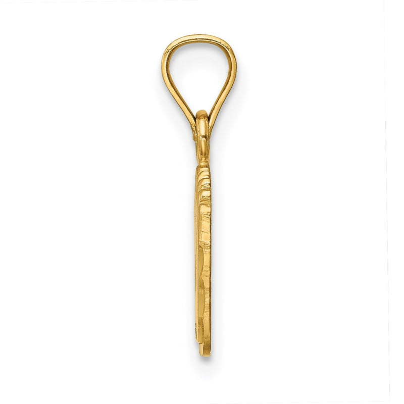 14K Yellow Gold Satin Diamond-Cut Footprints Pendant