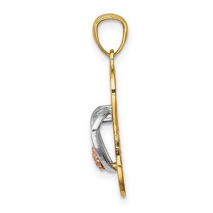 14K Two-Tone Yellow And Rose Gold W/Rhodium Sandal Pendant
