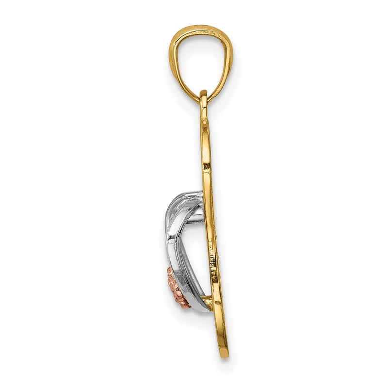 14K Two-Tone Yellow And Rose Gold W/Rhodium Sandal Pendant