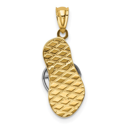 14K Two-Tone Yellow And Rose Gold W/Rhodium Sandal Pendant