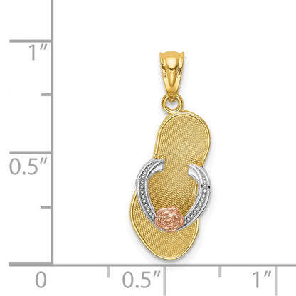 14K Two-Tone Yellow And Rose Gold W/Rhodium Sandal Pendant