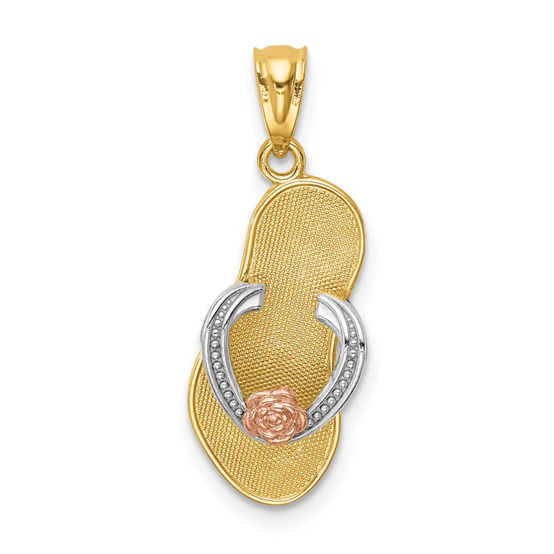 14K Two-Tone Yellow And Rose Gold W/Rhodium Sandal Pendant