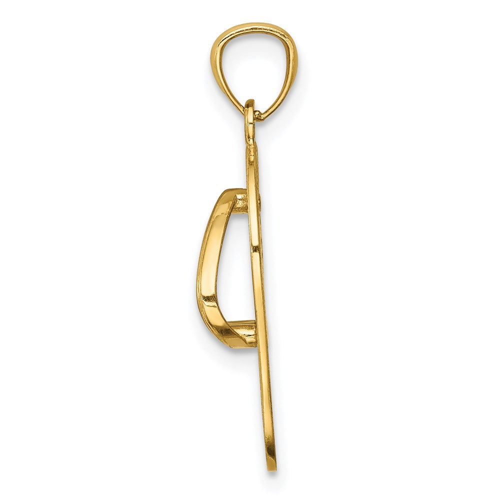 14K Yellow & Rhodium W/Rhodium Polished Floral Flip Flop Pendant