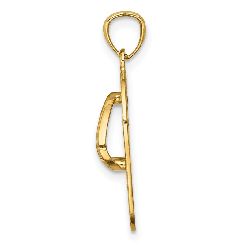 14K Yellow & Rhodium W/Rhodium Polished Floral Flip Flop Pendant