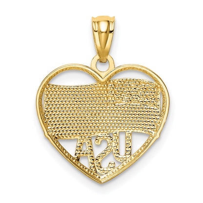14K Yellow & Rhodium W/Rhodium Polished American Flag Usa In Heart Pendant