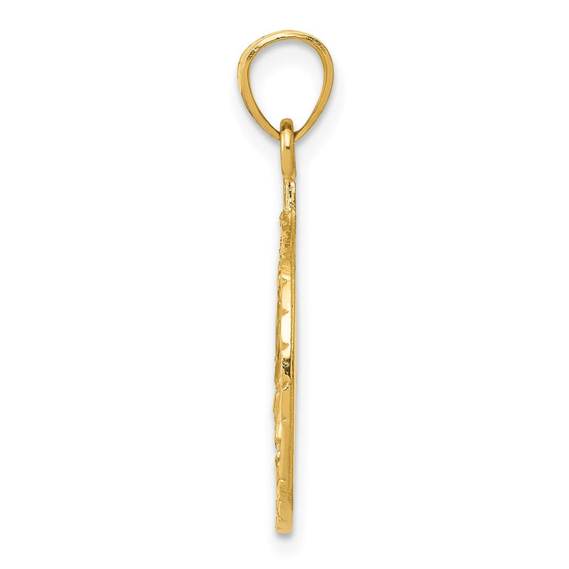 14K Yellow Gold Polished And Diamond-Cut Masonic Symbol Pendant