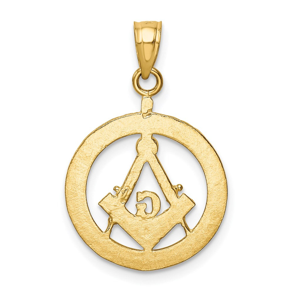 14K Yellow Gold Polished And Diamond-Cut Masonic Symbol Pendant